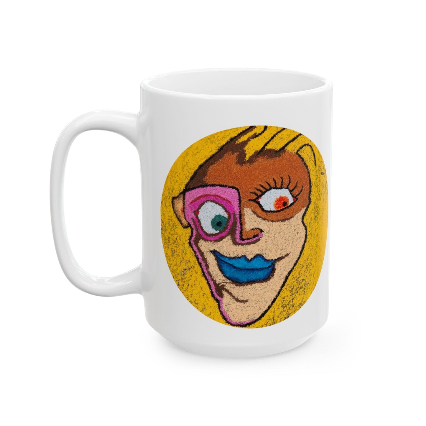 Abstract face 3 Ceramic Mug, (15oz) Original art by Randy McHone